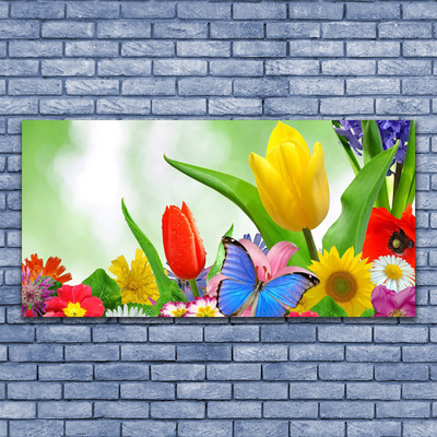 Canvas doek foto Butterfly bloemen nature