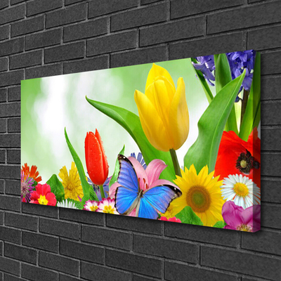 Canvas doek foto Butterfly bloemen nature