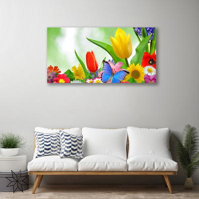 Canvas doek foto Butterfly bloemen nature