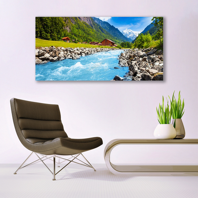 Canvas doek foto Bergen rivierlandschap