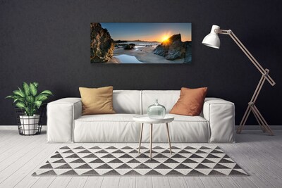 Canvas doek foto Rock beach sun landschap