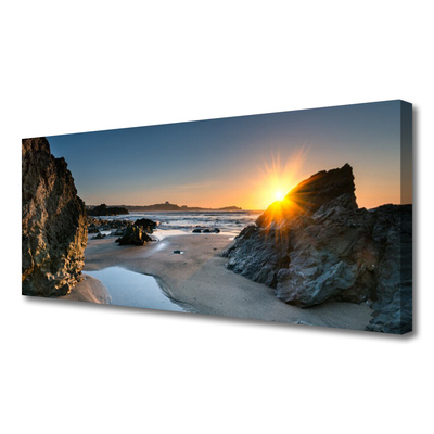 Canvas doek foto Rock beach sun landschap