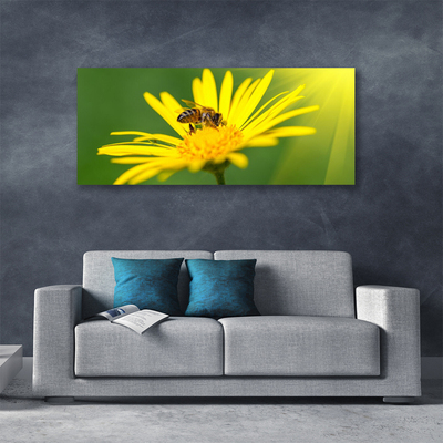 Canvas doek foto Bee flower nature