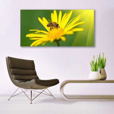 Canvas doek foto Bee flower nature