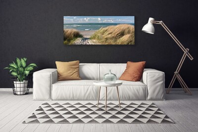 Canvas doek foto Strand zee landschap van het gras