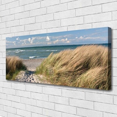 Canvas doek foto Strand zee landschap van het gras