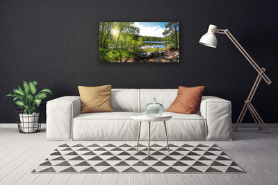 Canvas doek foto Lake forest trees nature