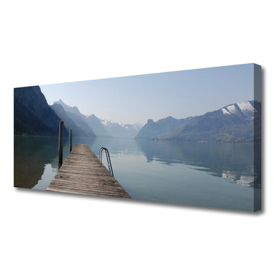 Canvas doek foto Pier bergenlandschap lake