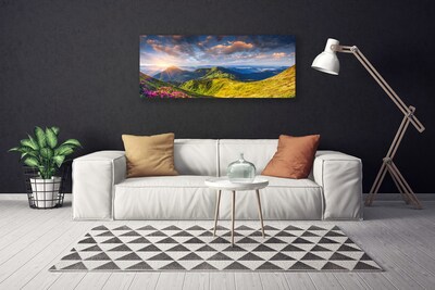 Canvas doek foto Sun mountain weidelandschap