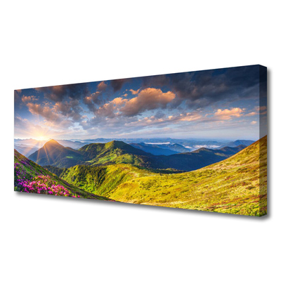 Canvas doek foto Sun mountain weidelandschap