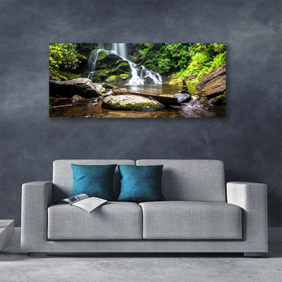 Canvas doek foto Bos stroom waterfall nature