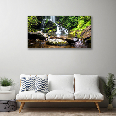 Canvas doek foto Bos stroom waterfall nature