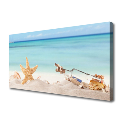 Canvas doek foto Zeester shells beach