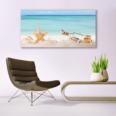 Canvas doek foto Zeester shells beach