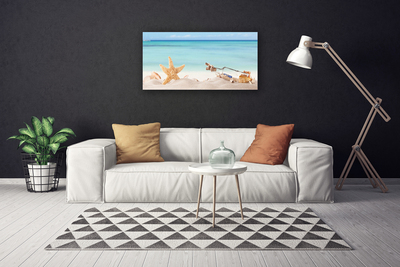 Canvas doek foto Zeester shells beach