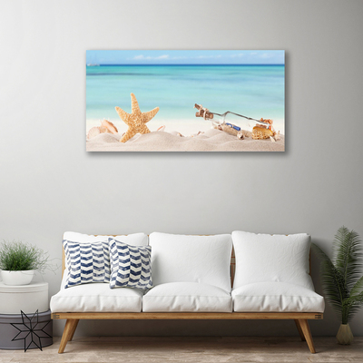 Canvas doek foto Zeester shells beach