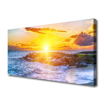 Canvas doek foto Sunset sea coast