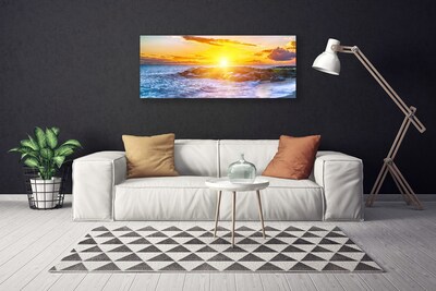 Canvas doek foto Sunset sea coast