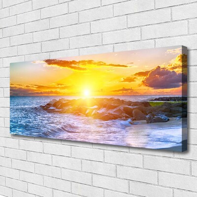 Canvas doek foto Sunset sea coast