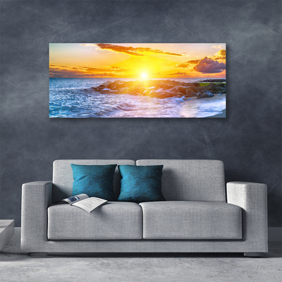 Canvas doek foto Sunset sea coast