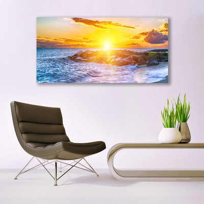 Canvas doek foto Sunset sea coast