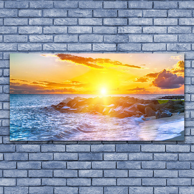 Canvas doek foto Sunset sea coast