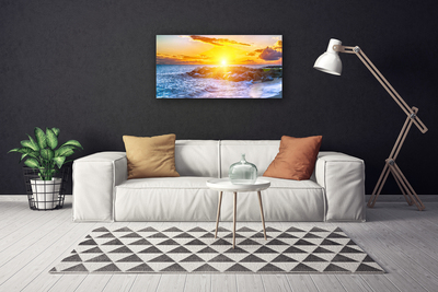 Canvas doek foto Sunset sea coast