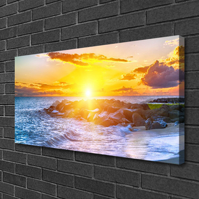 Canvas doek foto Sunset sea coast