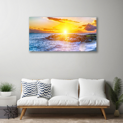 Canvas doek foto Sunset sea coast