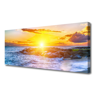 Canvas doek foto Sunset sea coast