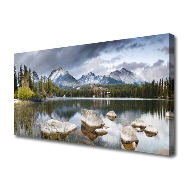 Canvas doek foto Lake bergen bos landschap