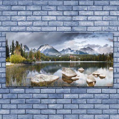 Canvas doek foto Lake bergen bos landschap