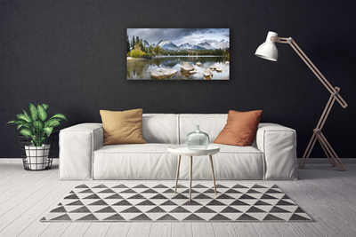 Canvas doek foto Lake bergen bos landschap