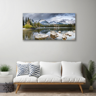 Canvas doek foto Lake bergen bos landschap