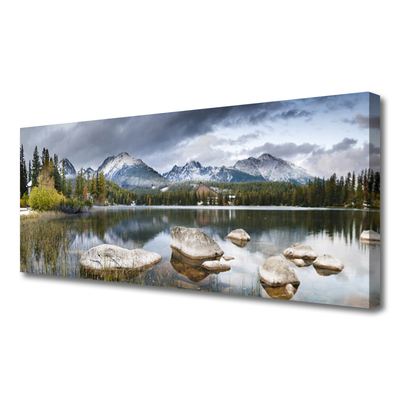 Canvas doek foto Lake bergen bos landschap