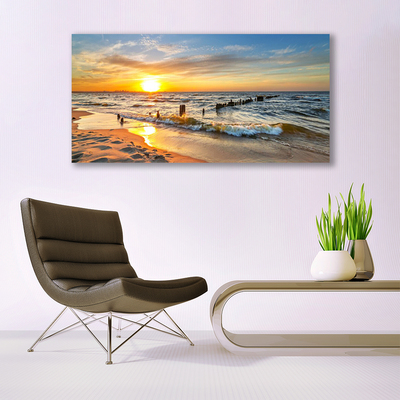 Canvas doek foto Sea sunset beach