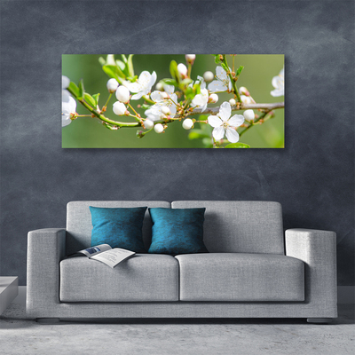 Canvas doek foto Takken bladeren van bloemen sad