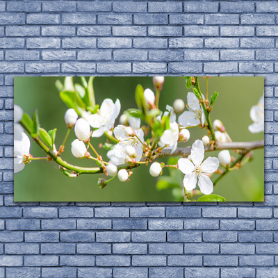 Canvas doek foto Takken bladeren van bloemen sad