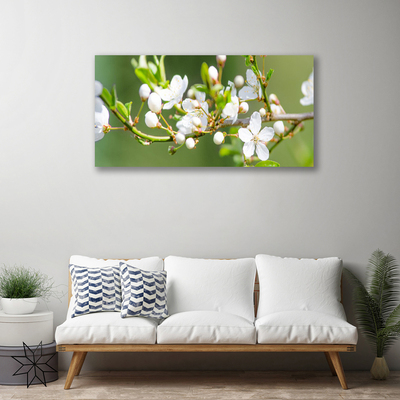 Canvas doek foto Takken bladeren van bloemen sad