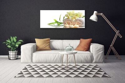 Canvas doek foto Spa handdoeken kaarsen orchidee