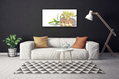 Canvas doek foto Spa handdoeken kaarsen orchidee