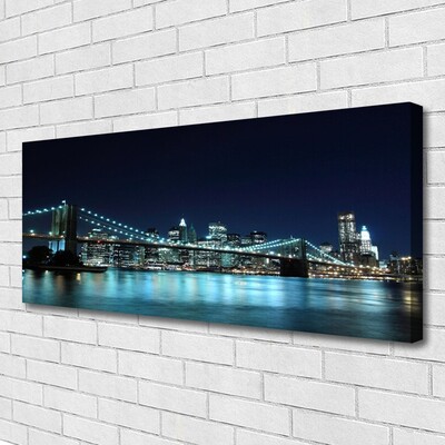 Canvas doek foto Bridge city nacht van de architectuur