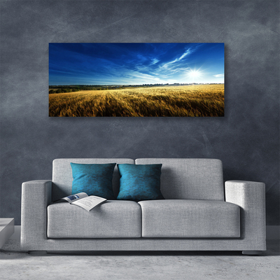 Canvas doek foto Korenveld zon landschap