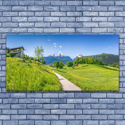 Canvas doek foto Mountain meadow path valley