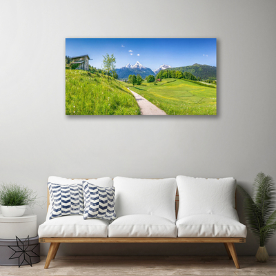 Canvas doek foto Mountain meadow path valley