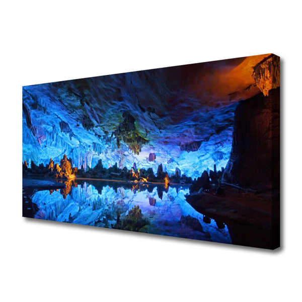 Canvas doek foto Glacier cave light