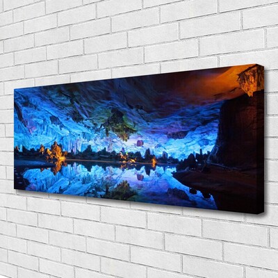 Canvas doek foto Glacier cave light