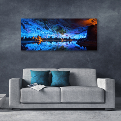 Canvas doek foto Glacier cave light