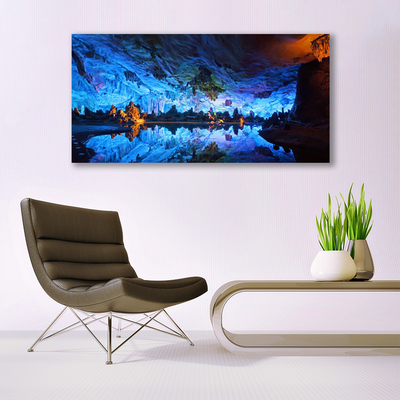 Canvas doek foto Glacier cave light