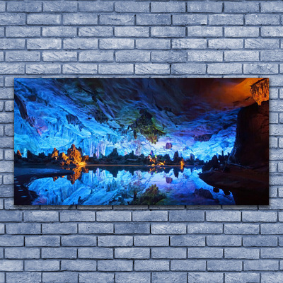 Canvas doek foto Glacier cave light